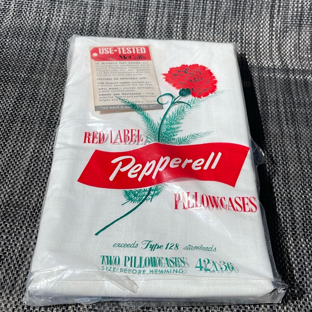 Red Label Pepperell Pillowcases- NOS- White - Fine Muslin Cotton